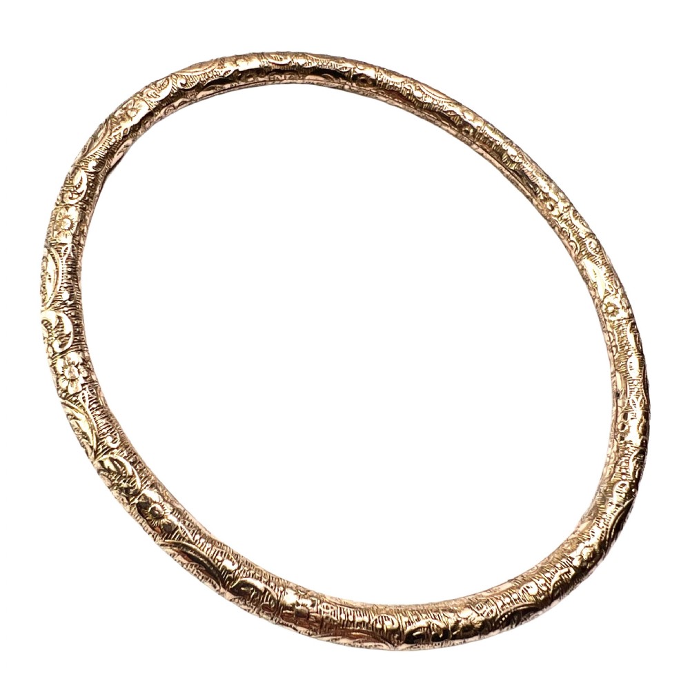 Victorian Engraved Rolled Gold Slave Bangle