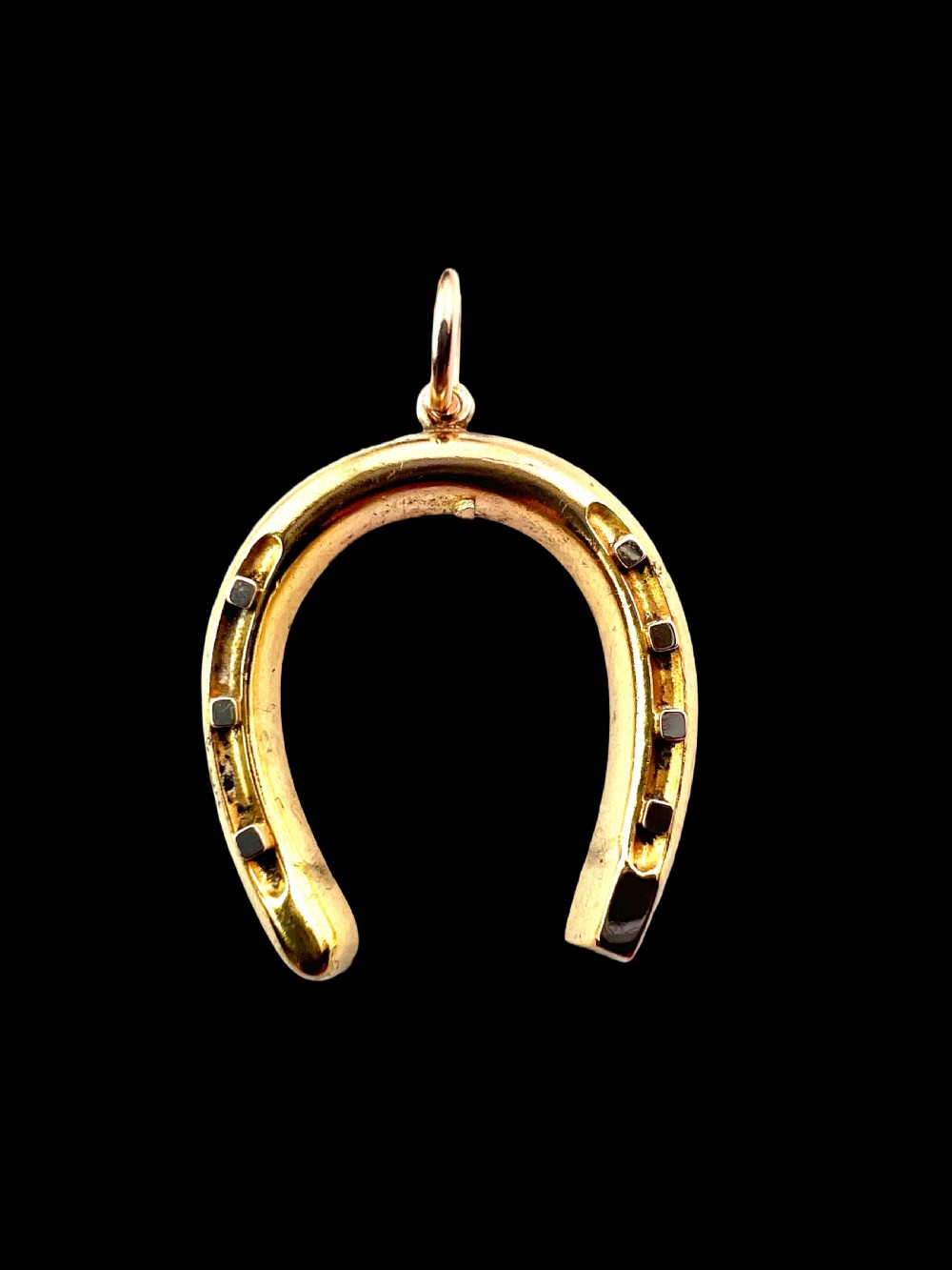 Large Antique Vintage 9CT Gold Horseshoe Pendant View VI