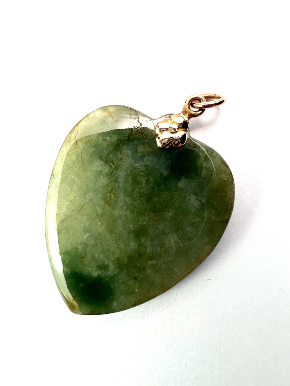 Victorian 9CT Gold Nephrite Jade Heart Pendant View III