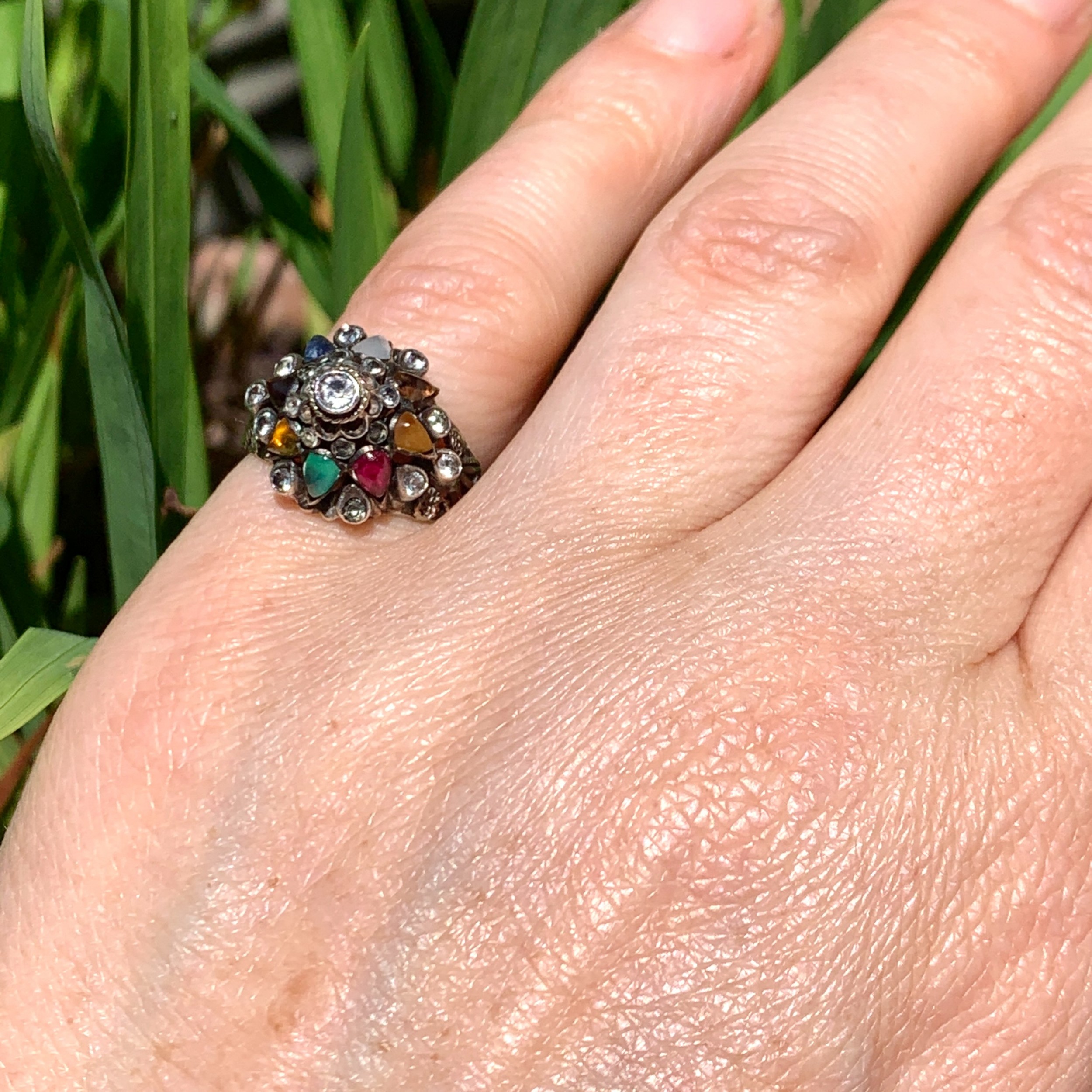 Vintage Thai Princess Gemstone Ring In 14ct Gold And Silver