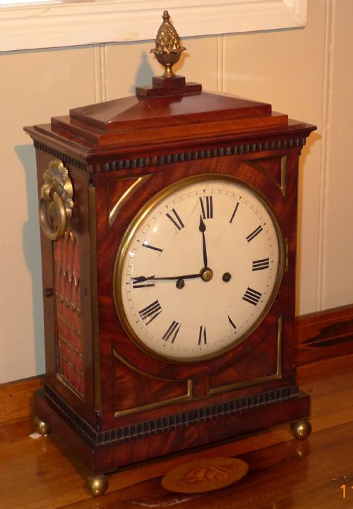 Regency Mahogany and Brass Inlaid Bracket Clock