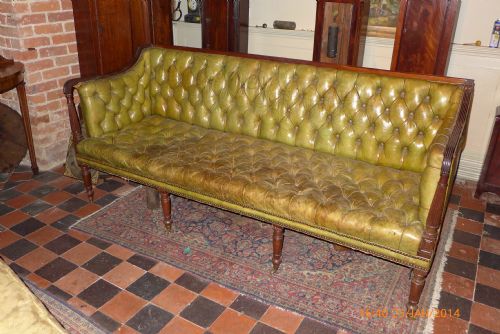 Early 19th Cent Buttoned Leather Sofa