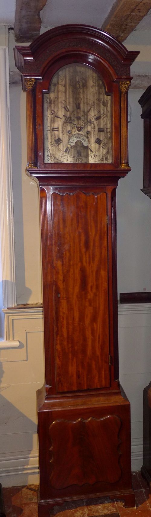 18th Cent Mahogany Longcase Clock by Hine of Exeter