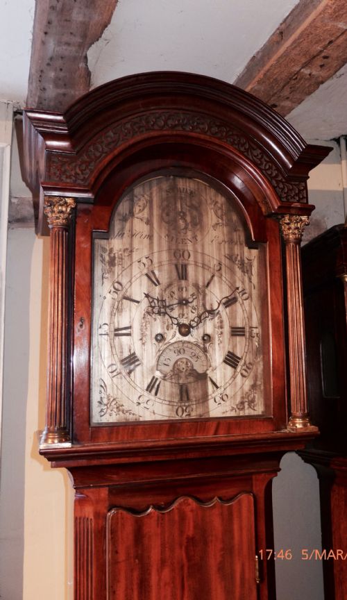 fig 1. 18th Cent Mahogany Longcase Clock by Hine of Exeter