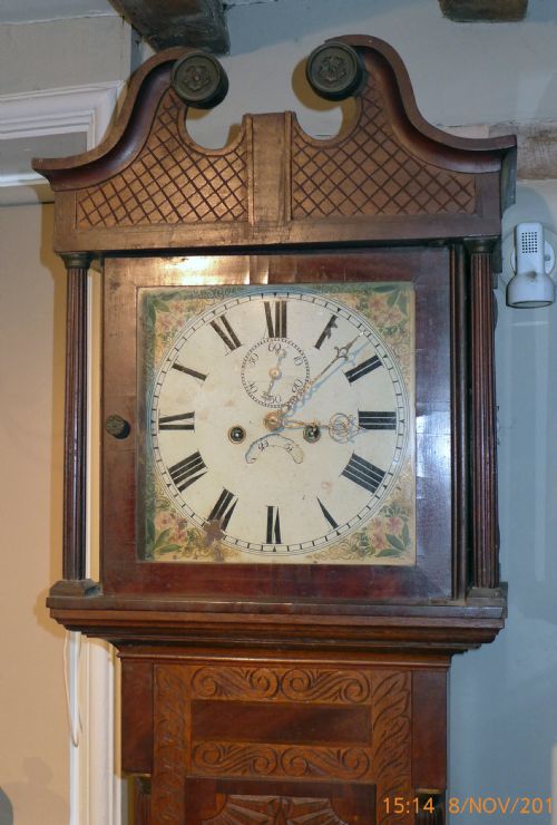 fig 1. 19th Cent Carved Oak 8 Day Longcase Clock