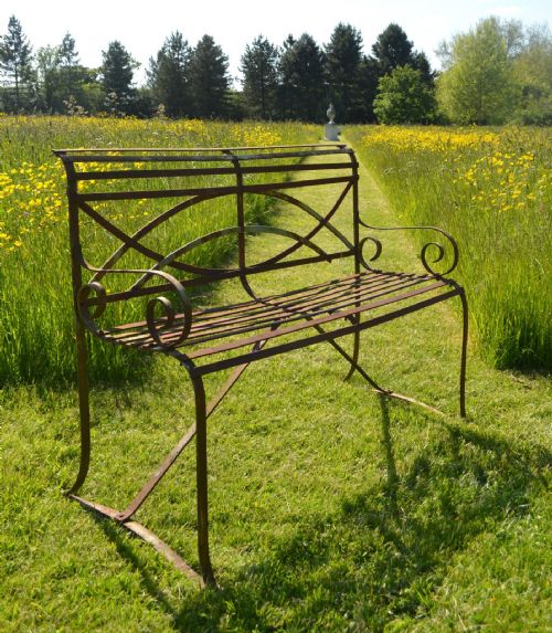 Regency Style Wrought Iron Garden Bench