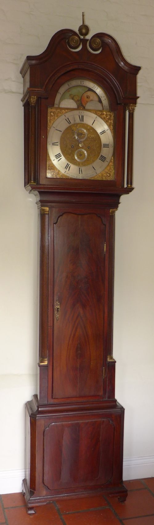 18th Cent Mahogany Moondial Longcase Clock