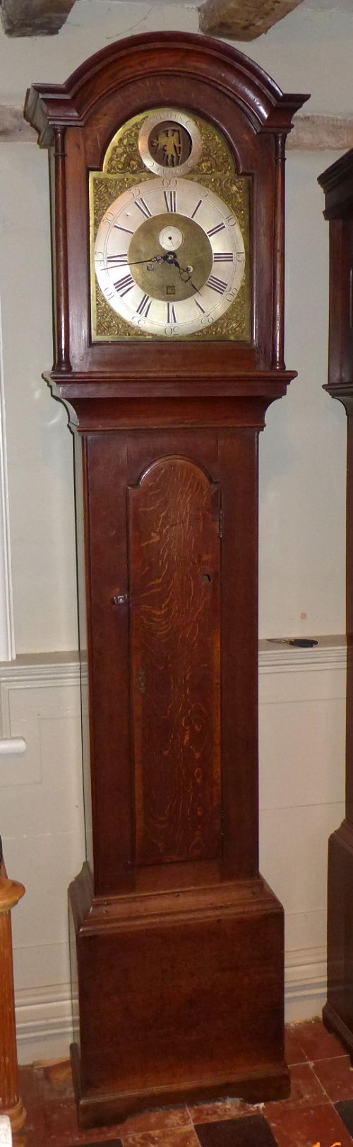 fig 1. 18th Cent Oak Long Case Clock with Old Father Time Automaton