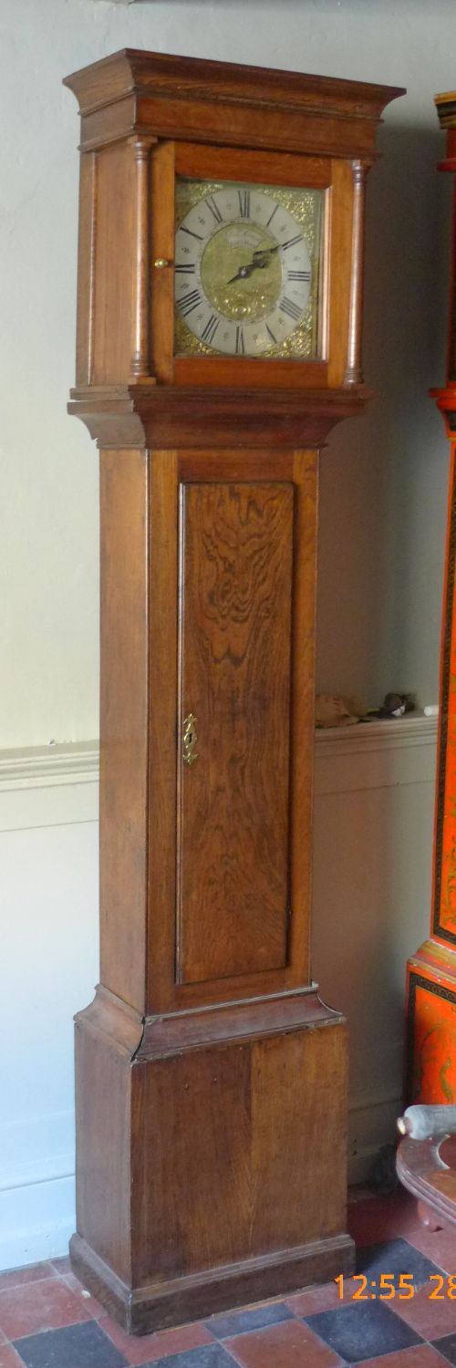 fig 1. 18th Cent Oak Country Long Case Clock