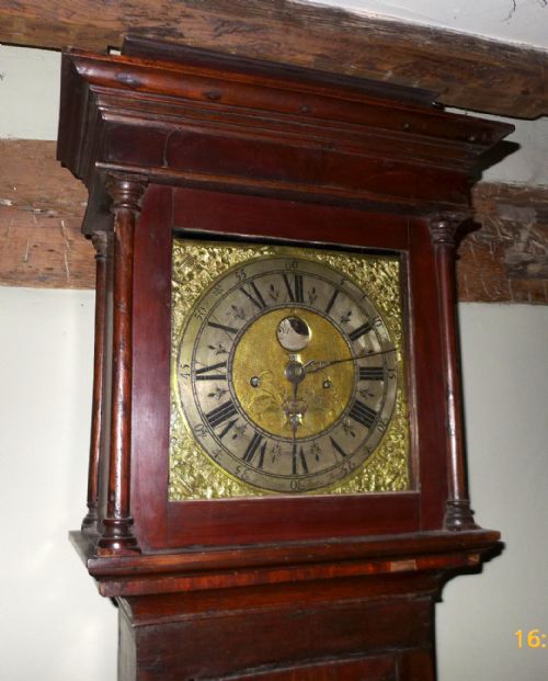 18th Cent Oak Long Case Grandfather Clock 8 Day Movement and a “Penny Moon”