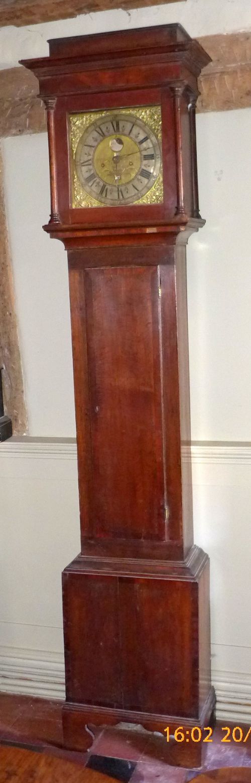 fig 1. 18th Cent Oak Long Case Grandfather Clock 8 day movement and a “penny moon”
