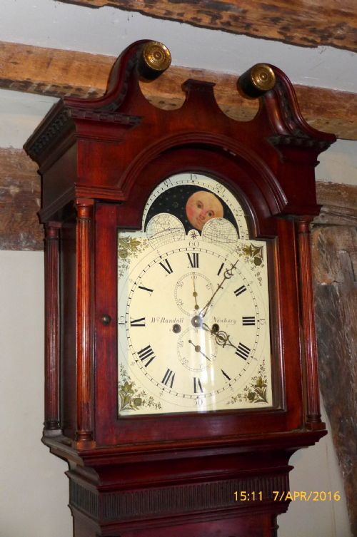 George III Mahogany Moon Dial Long Case Grandfather Clock