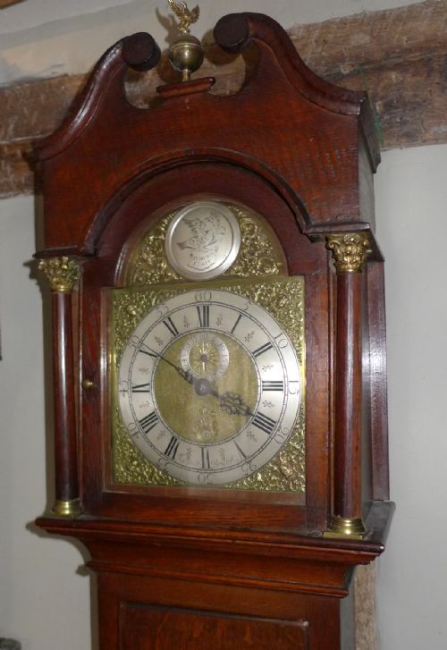 Small 18th Cent Oak Long Case Grandfather Clock