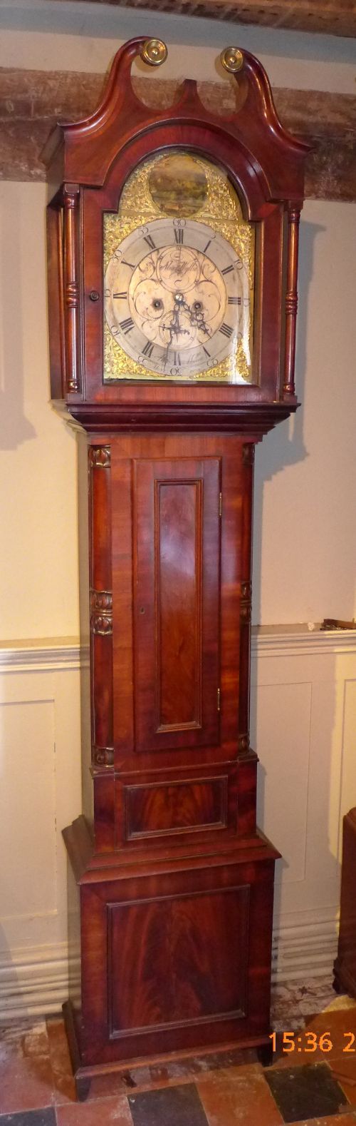 fig 1. Early 19th Cent Mahogany Scottish Long Case Grandfather Clock