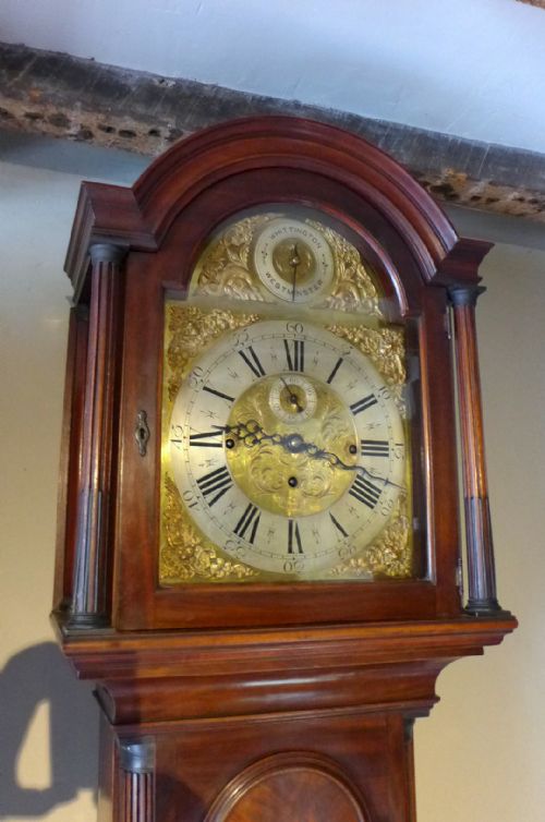 fig 1. 18th/19th Cent Musical 3 Train Mahogany Long Case Grandfather Clock