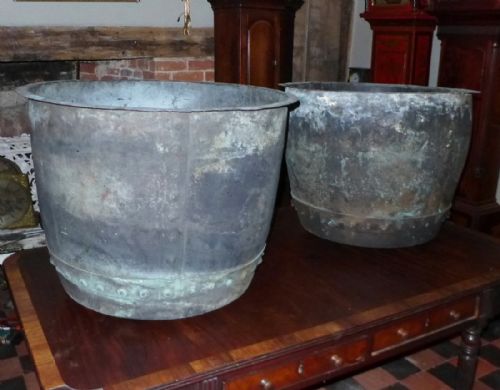 Two Similar Large Coppers / Garden Urns