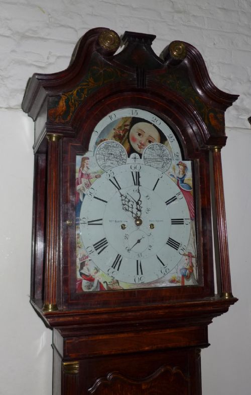 fig 1. Geo III Oak & Mahogany Moon Phase Longcase Clock