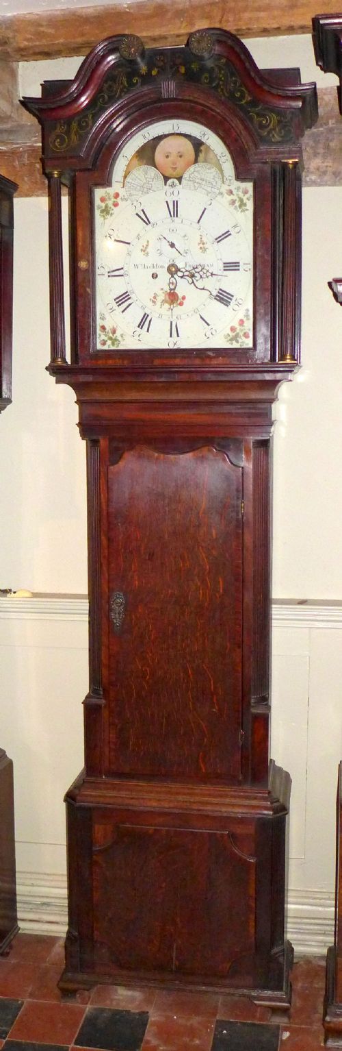 Geo III Oak 8 Day Longcase Clock with Moon Dial
