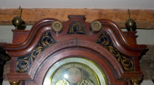 fig 1. 18th Cent Oak & Mahogany Moon Dial Long case / Grandfather Longcase Clock