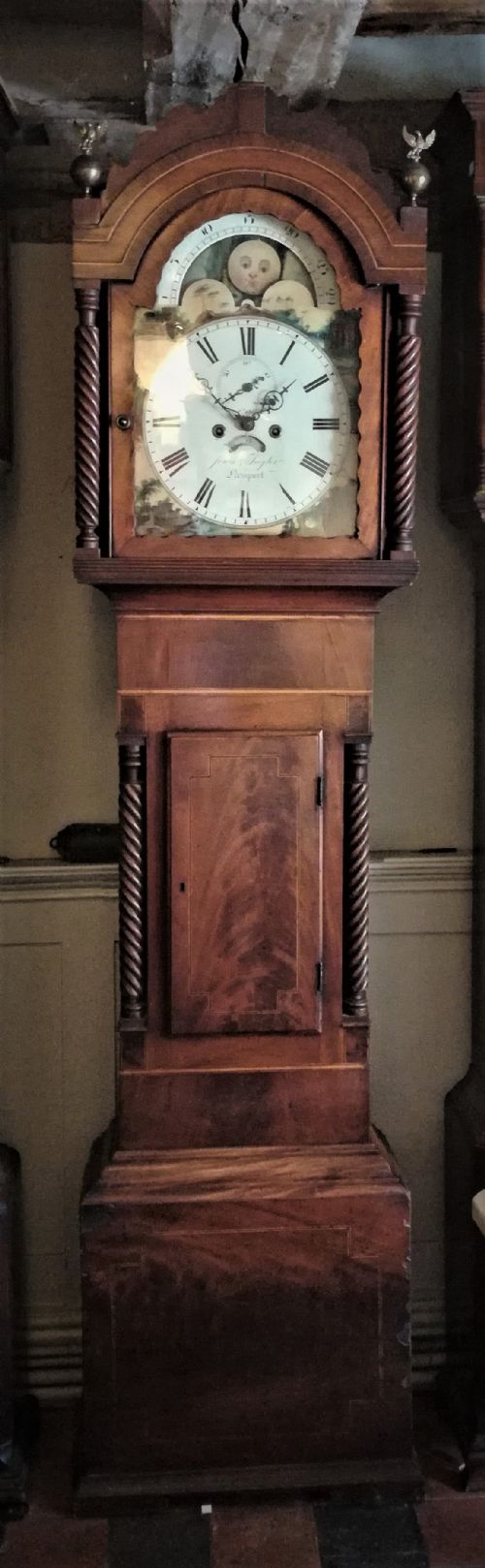 19th Cent Moon Phase 8 Day Long Case / Grandfather Clock