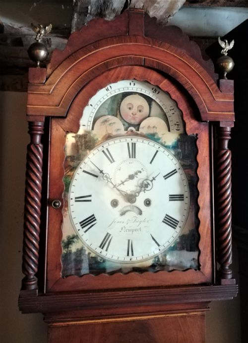 fig 1. 19th Cent Moon Phase 8 Day Long Case / Grandfather clock