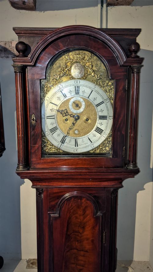 fig 1. 18th Cent Mahogany 8 Day Long case Longcase Grandfather Clock