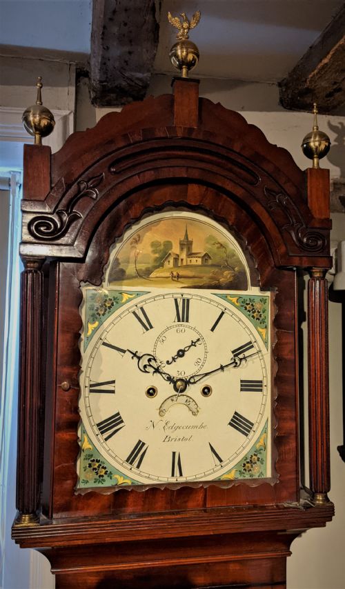 fig 1. 19th Cent Mahogany 8 Day Long Case Clock