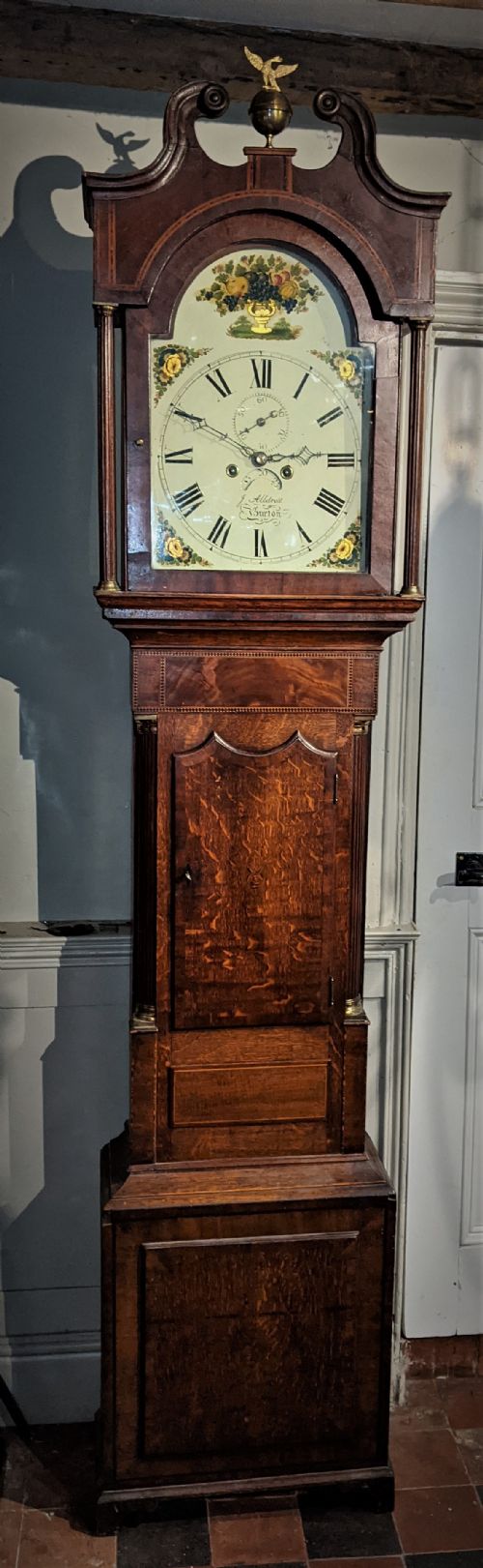 19th Cent Oak 8 Day Long Case Longcase Grandfather Clock