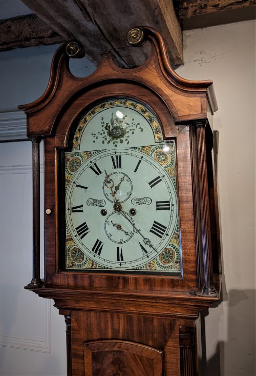 fig 1. Early 19th Cent Mahogany Scottish 8 Day Long Case Longcase Grandfather Clock