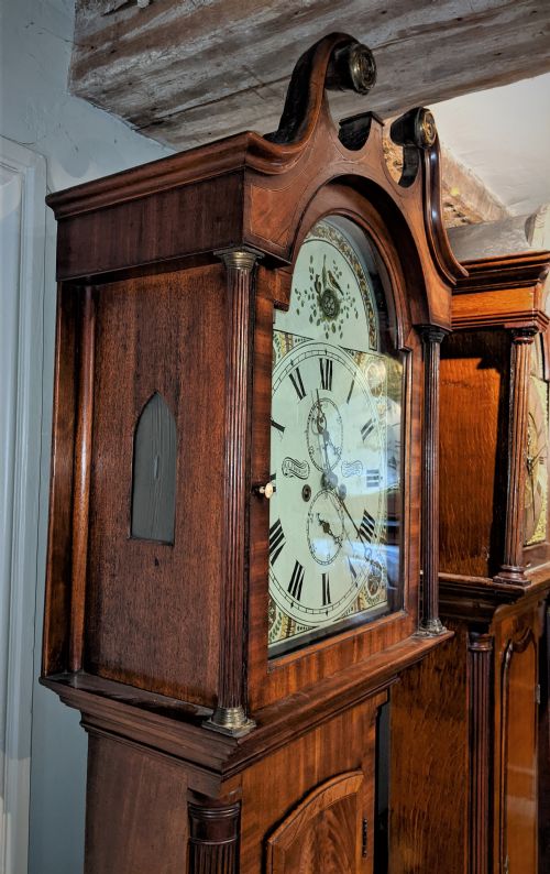 fig 2. Early 19th Cent Mahogany Scottish 8 Day Long Case Longcase Grandfather Clock