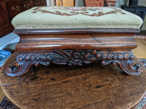 19th Cent Walnut Foot Stool