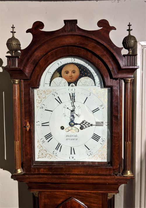 fig 1. Late 18th/Early 19th Cent Moon Dial Longcase Long Case Grandfather Clock
