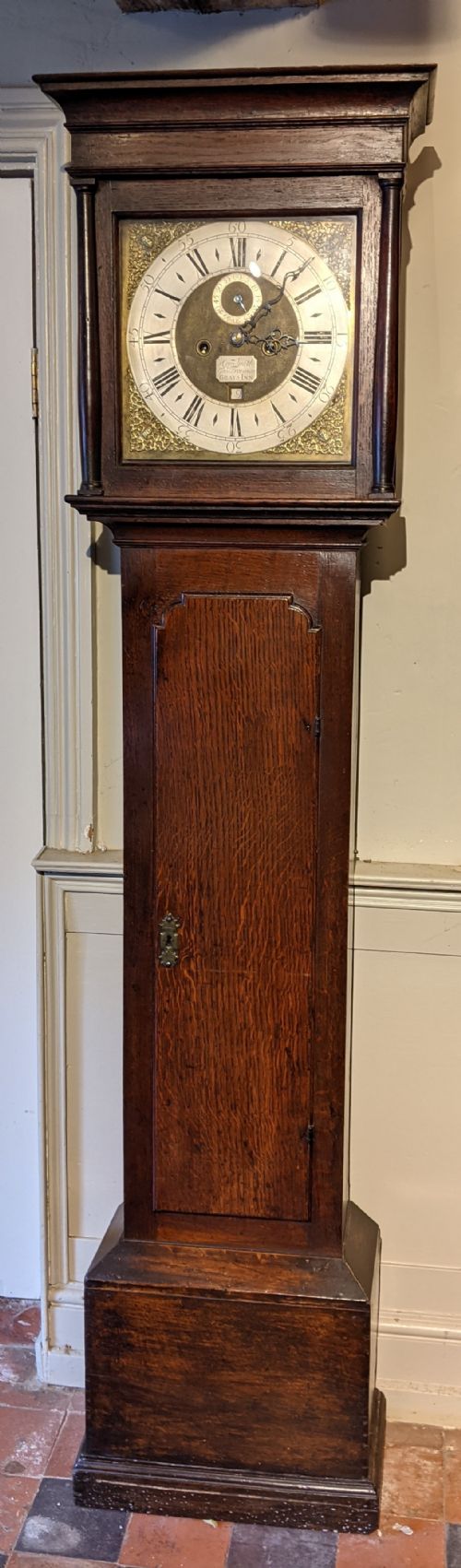 Early 18th Cent Oak Longcase Long Case Grandfather Clock