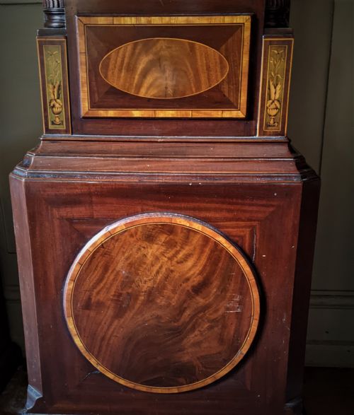 fig 1. Geo III Mahogany Moon Dial Longcase Long Case Grandfather Clock