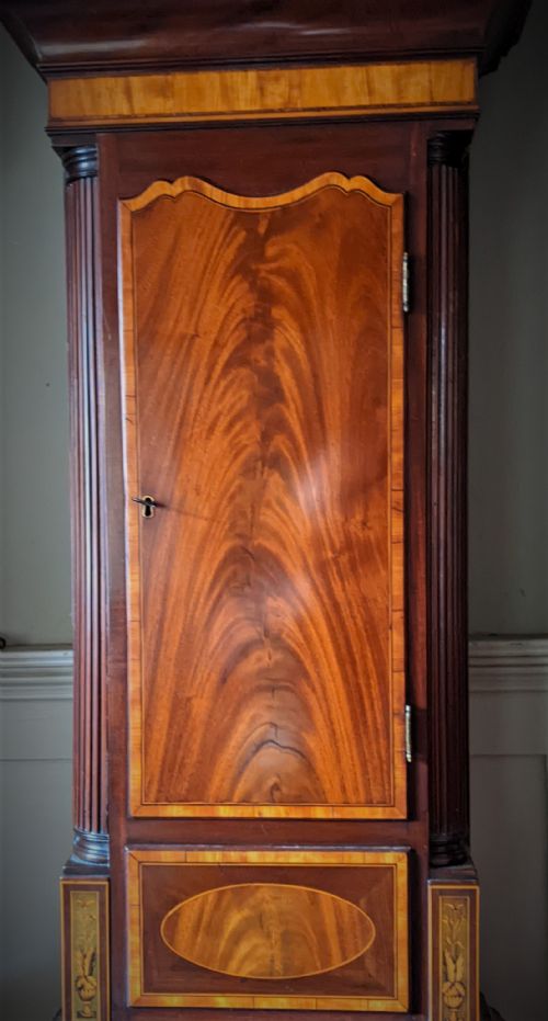 fig 2. Geo III Mahogany Moon Dial Longcase Long Case Grandfather Clock