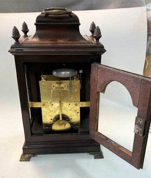 GEO III MAHOGANY BRACKET CLOCK - ADDITIONAL PHOTO 4