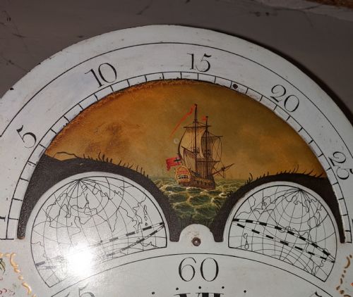 fig 2. Geo III Mahogany Moon Phase Moon Dial Longcase Long Case Grandfather Clock