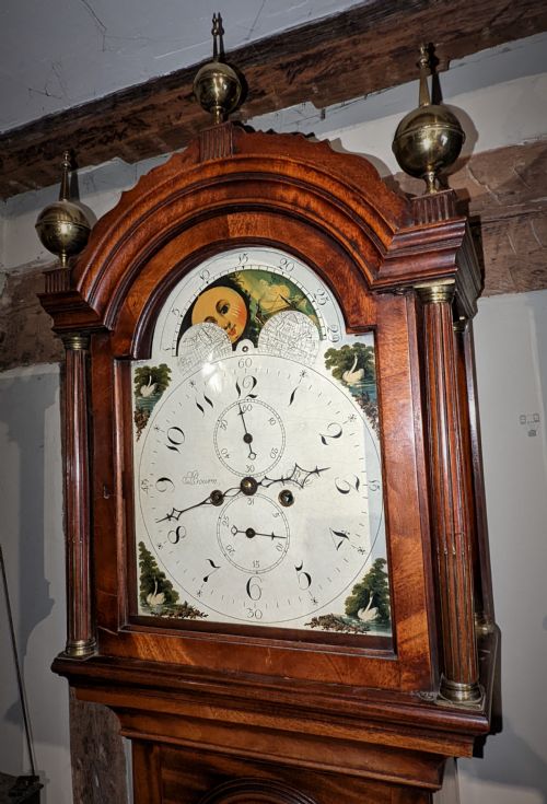 fig 1. Early 19th Cent Moon Phase Longcase Grandfather Clock