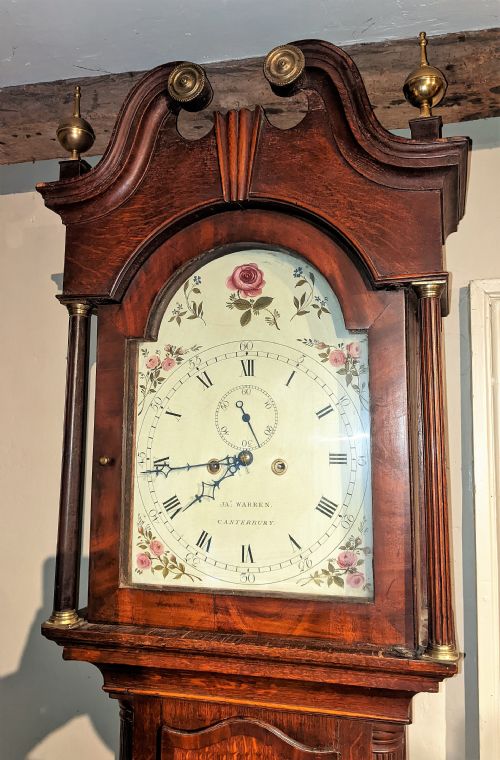 fig 1. Geo III Oak and Mahogany Longcase Long Case Grandfather Clock