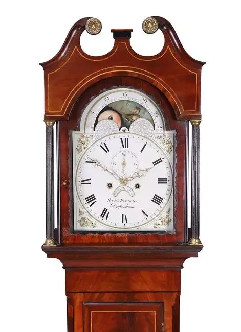 fig 1. Early 19th C Moon Dial Longcase Long Case Grandfather Clock