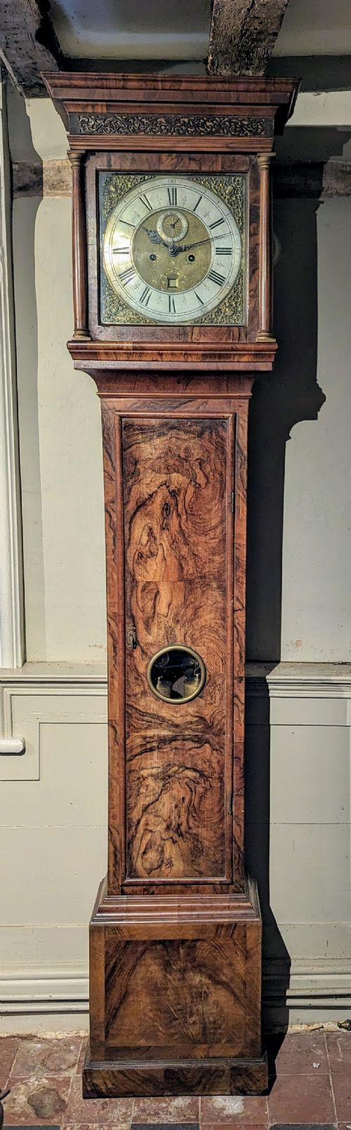 fig 1. Early 18th Cent Walnut Long Case Longcase Grandfather Clock