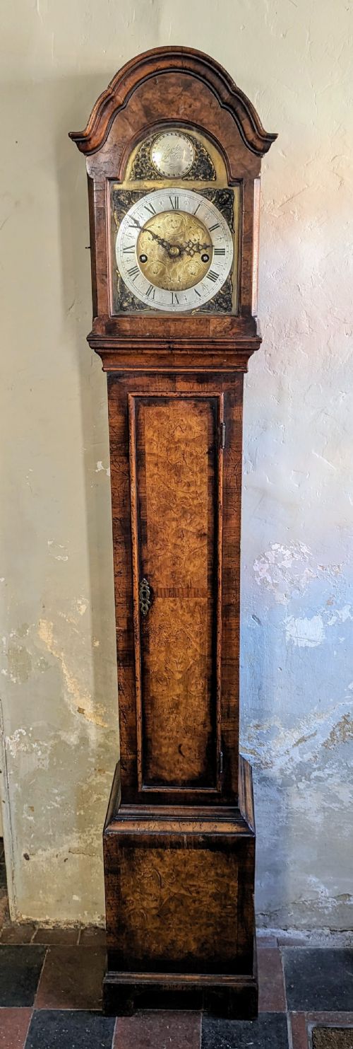 Queen Anne Burr Walnut Longcase Long Case Granddaughter Clock