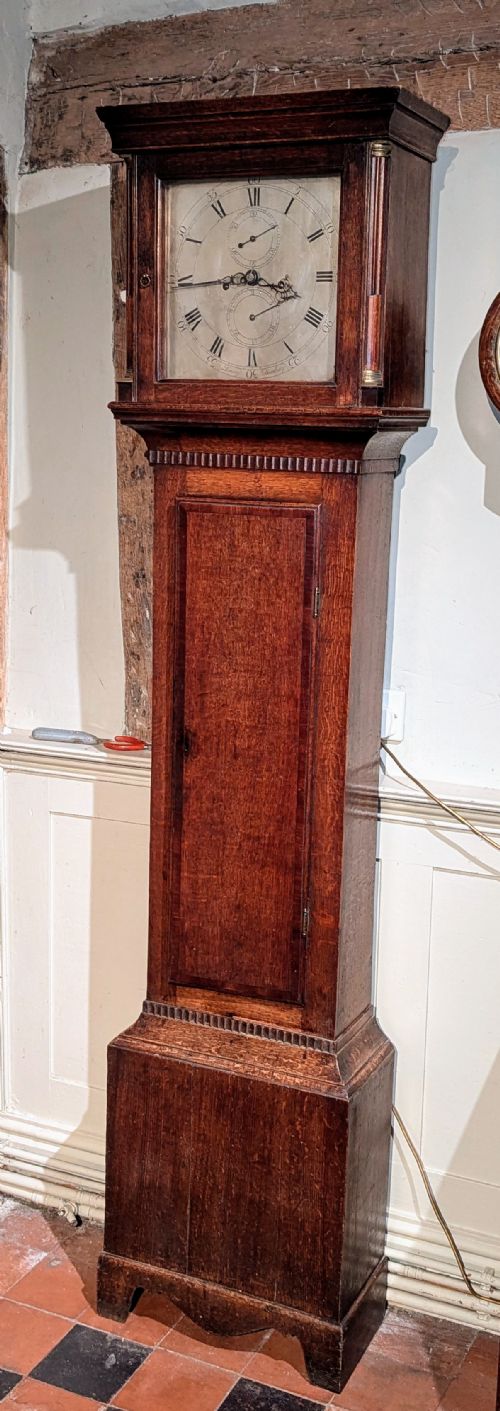 Geo III Oak and Mahogany Long Case Longcase Grandfather Clock