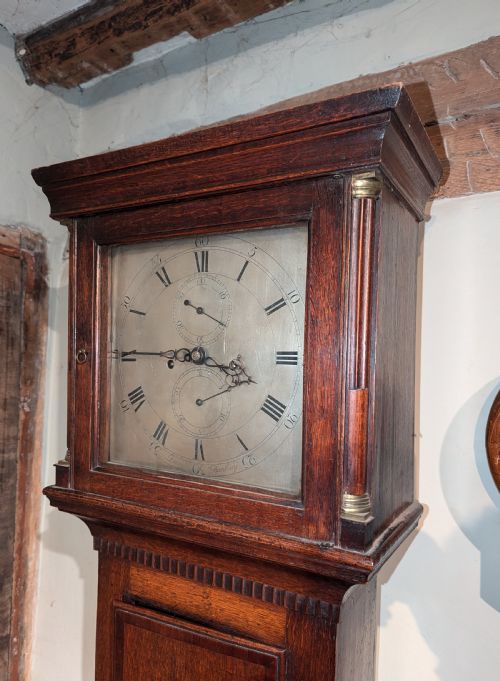 fig 1. Geo III Oak and Mahogany Long Case Longcase Grandfather Clock