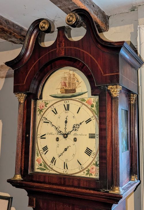 fig 1. Geo III Mahogany Scottish Longcase Long Case Grandfather Clock