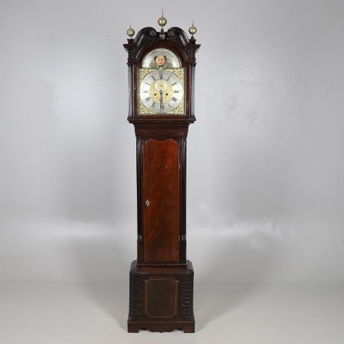 Geo III Mahogany Moon Dial Longcase Long Case Grandfather Clock