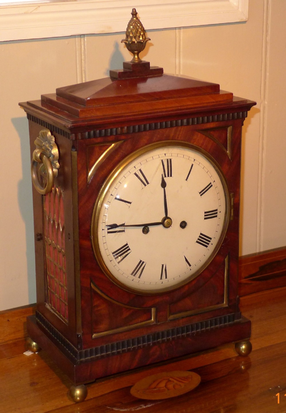 Regency Mahogany and Brass Inlaid Bracket Clock