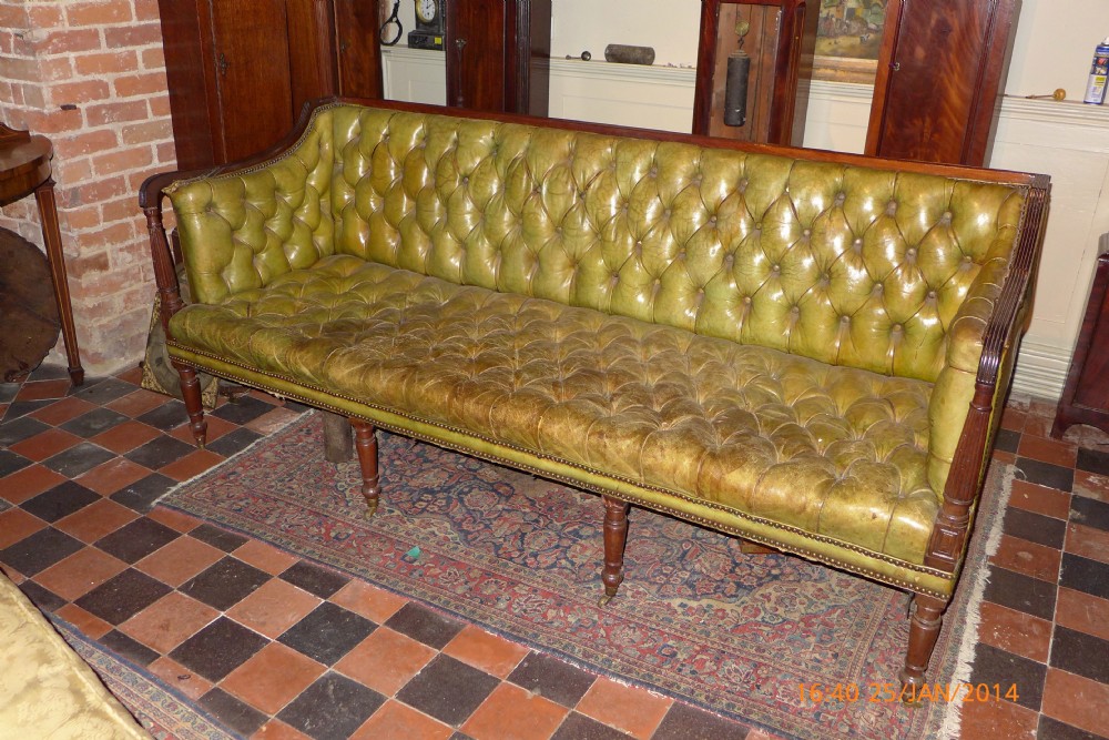 Early 19th Cent Buttoned Leather Sofa