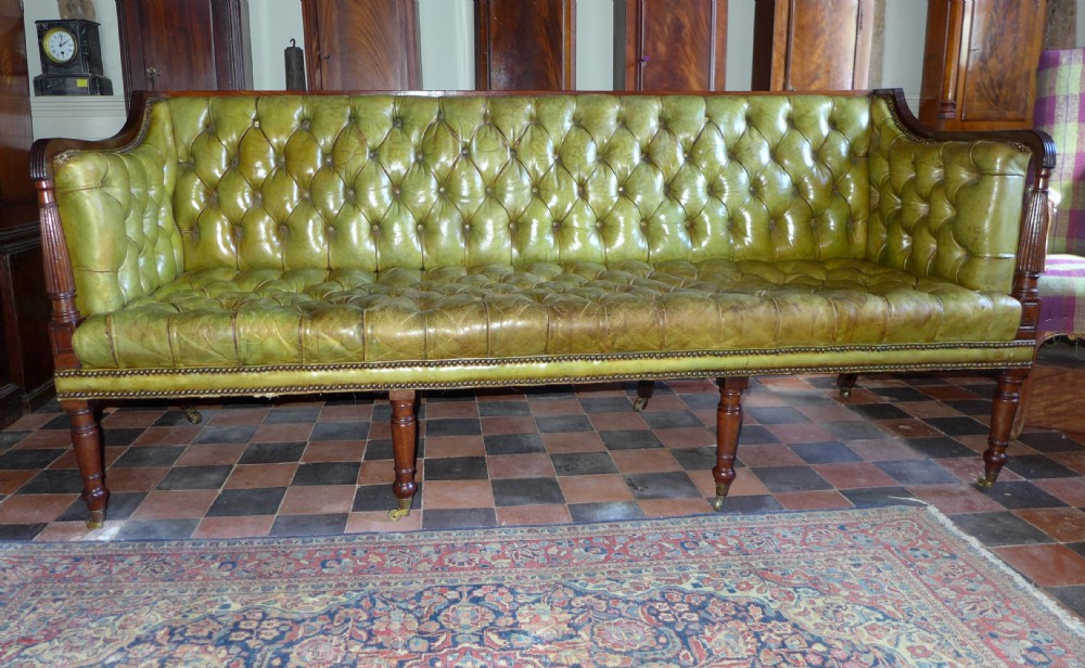 Superb Buttoned Leather Regency Sofa