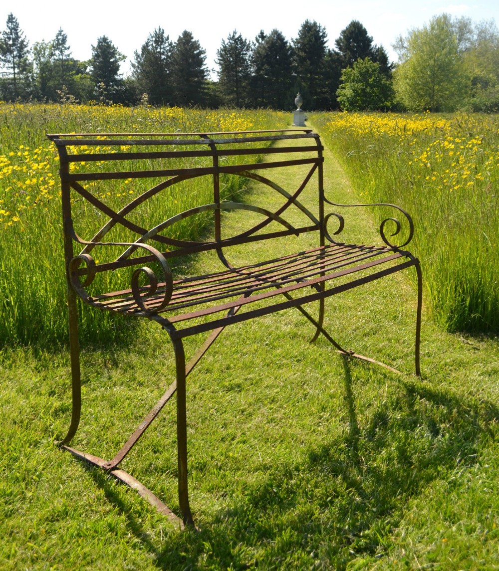 Regency Style Wrought Iron Garden Bench